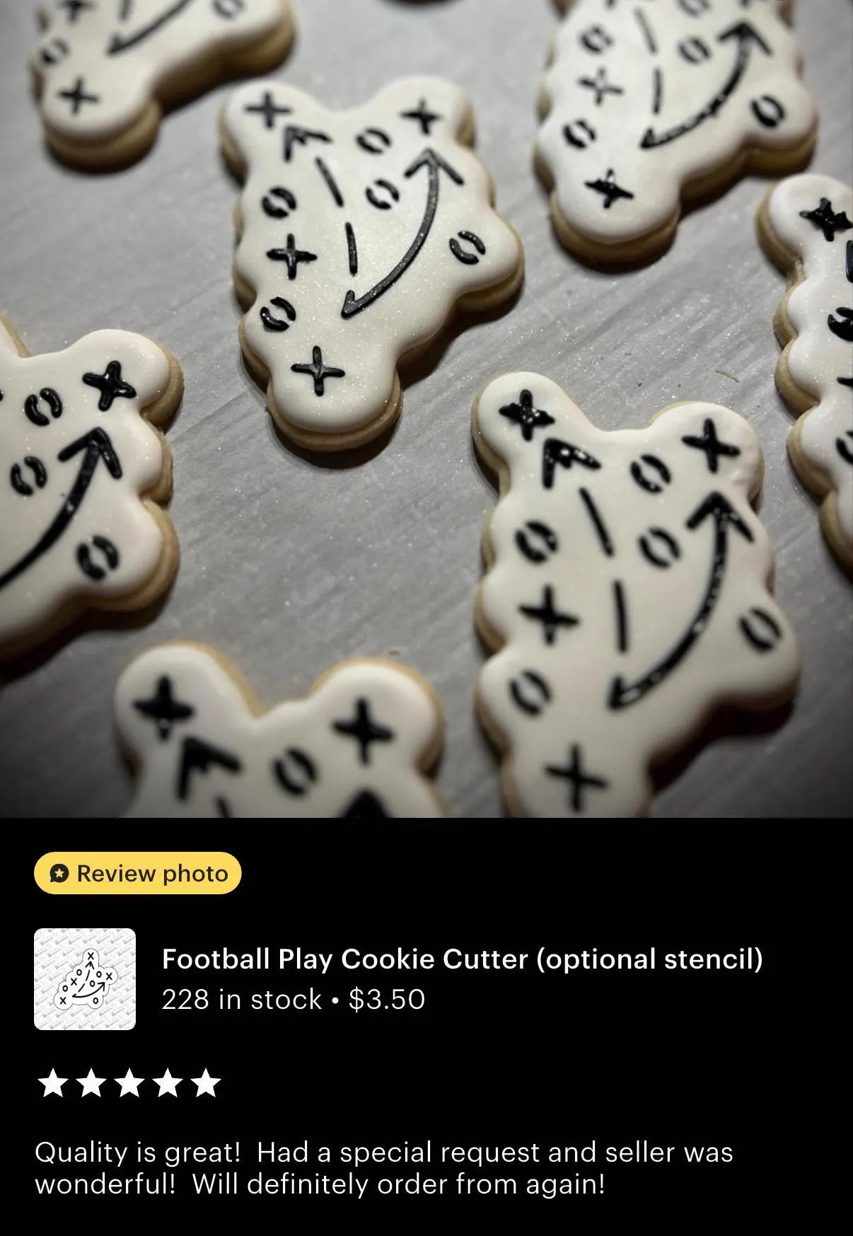 Football PLAY Cookie Cutter (optional stencil)