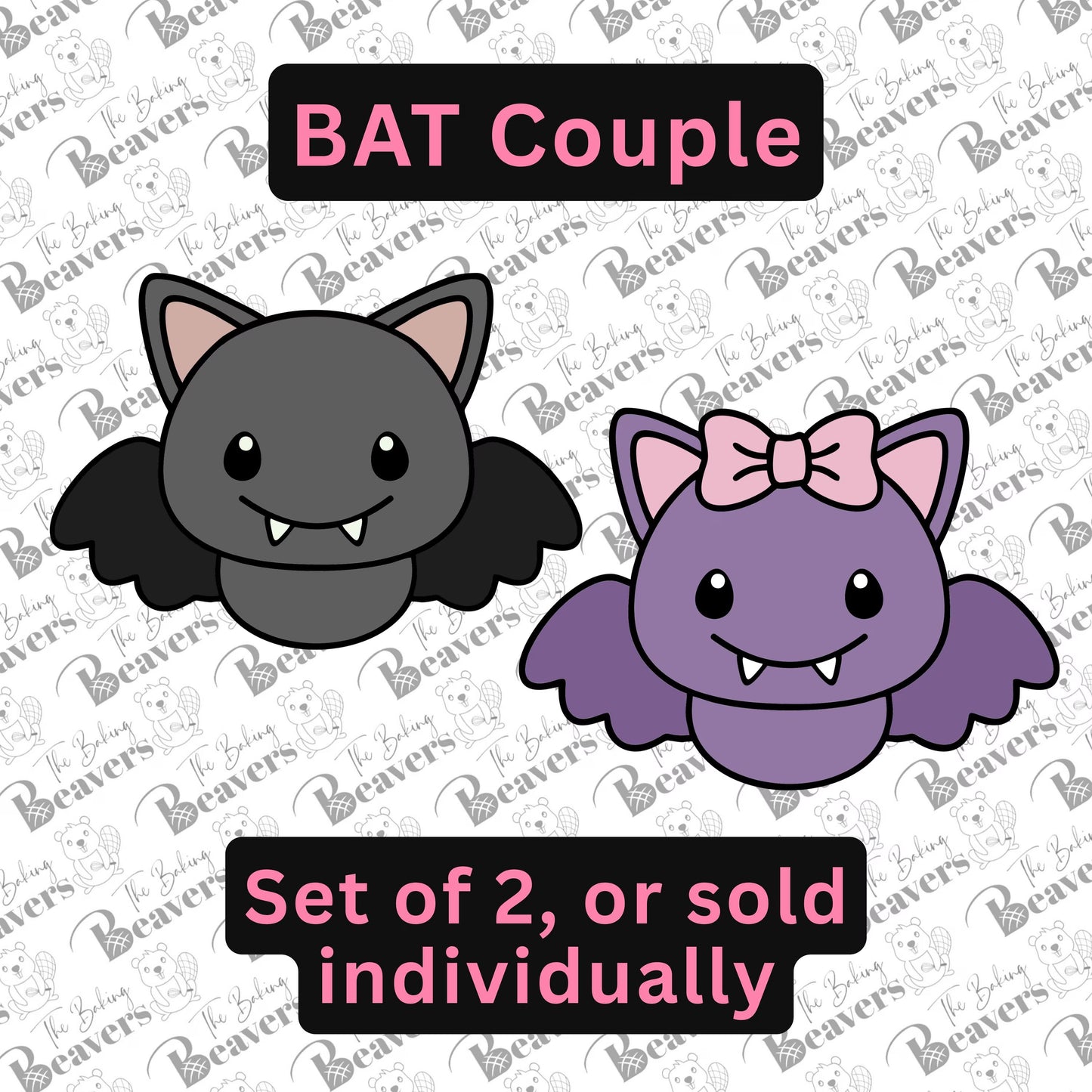 Cute Bat Couple - Boy & Girl (Set of 2 or Individual) Cookie Cutters