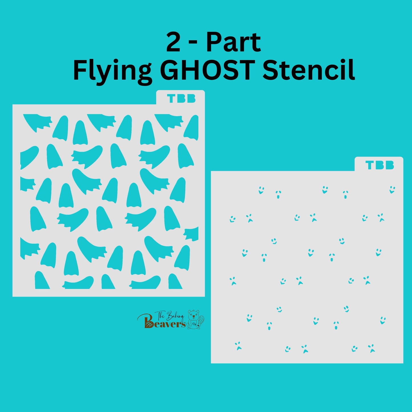 Flying Ghost Pattern Stencil (2 parts)