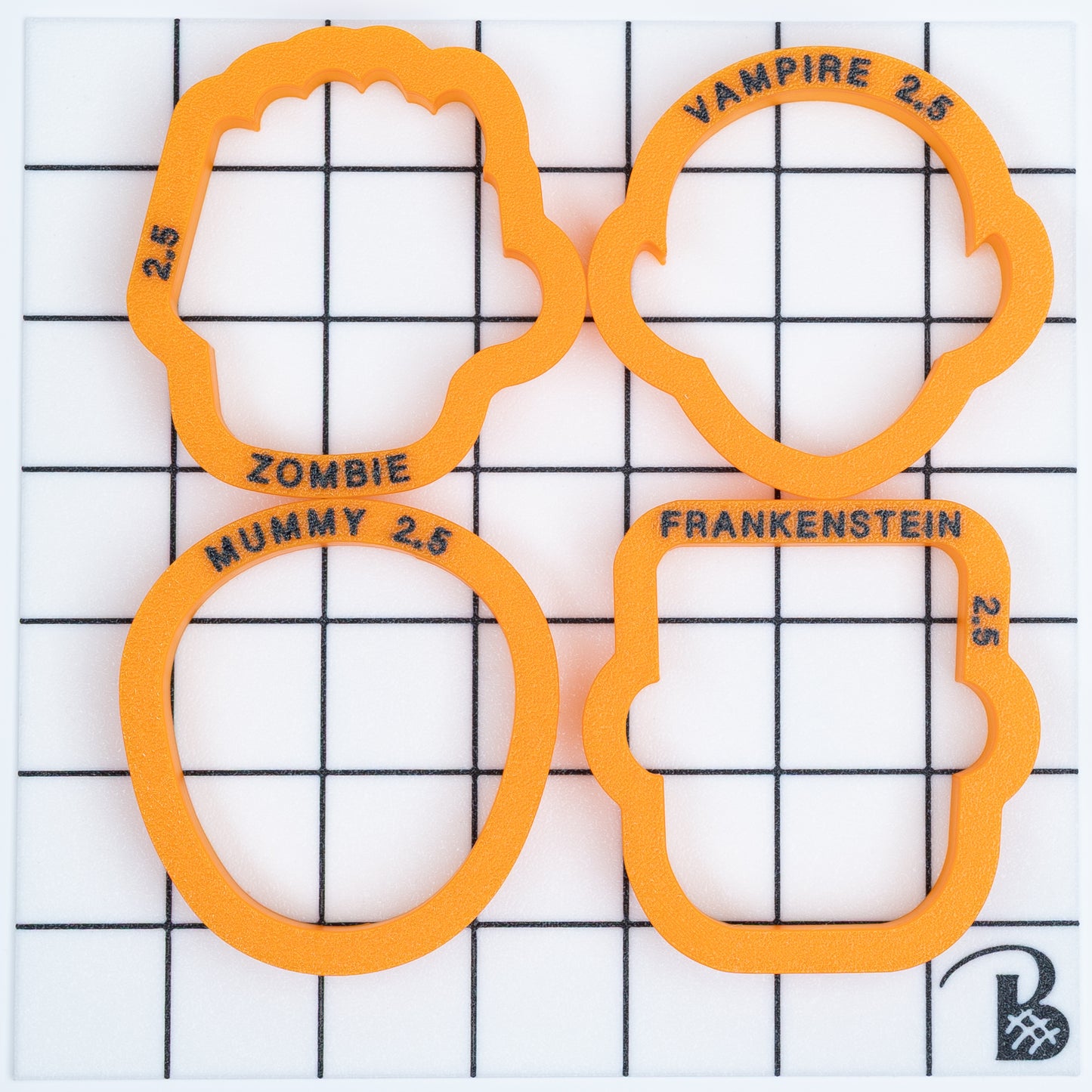 Monster Faces - Set of 4 Cookie Cutters (Vampire, Zombie, Frankenstein, Mummy)