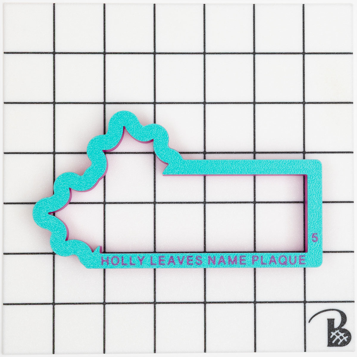 Holly Leaves Name Plaque Cookie Cutter (recommend sizing up)