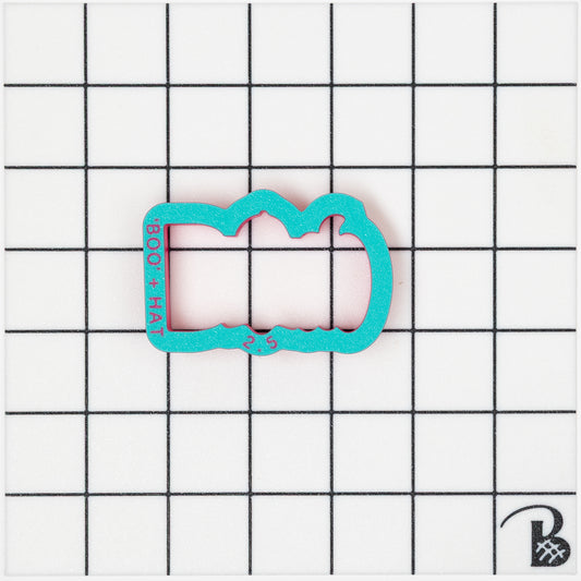 Boo Text plaque with Ghost wearing Baseball Cap Cookie Cutter
