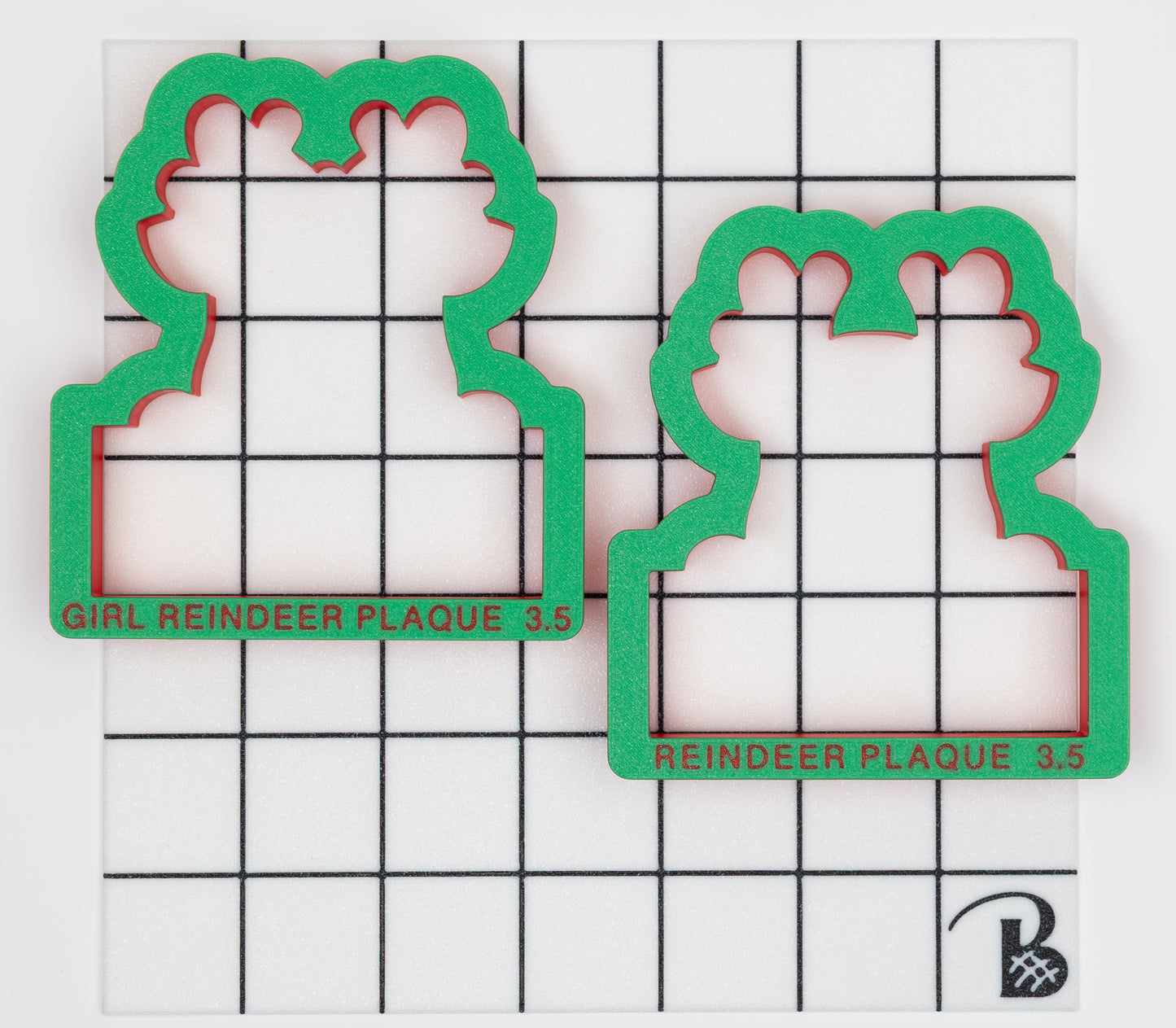 Reindeer Couple Name Plaque (Set of 2) Cookie Cutter (chunky version)