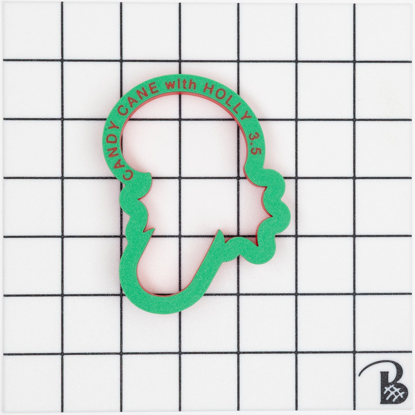 Candy Cane with Holly Cookie Cutter | Christmas Candy Cookie Cutter