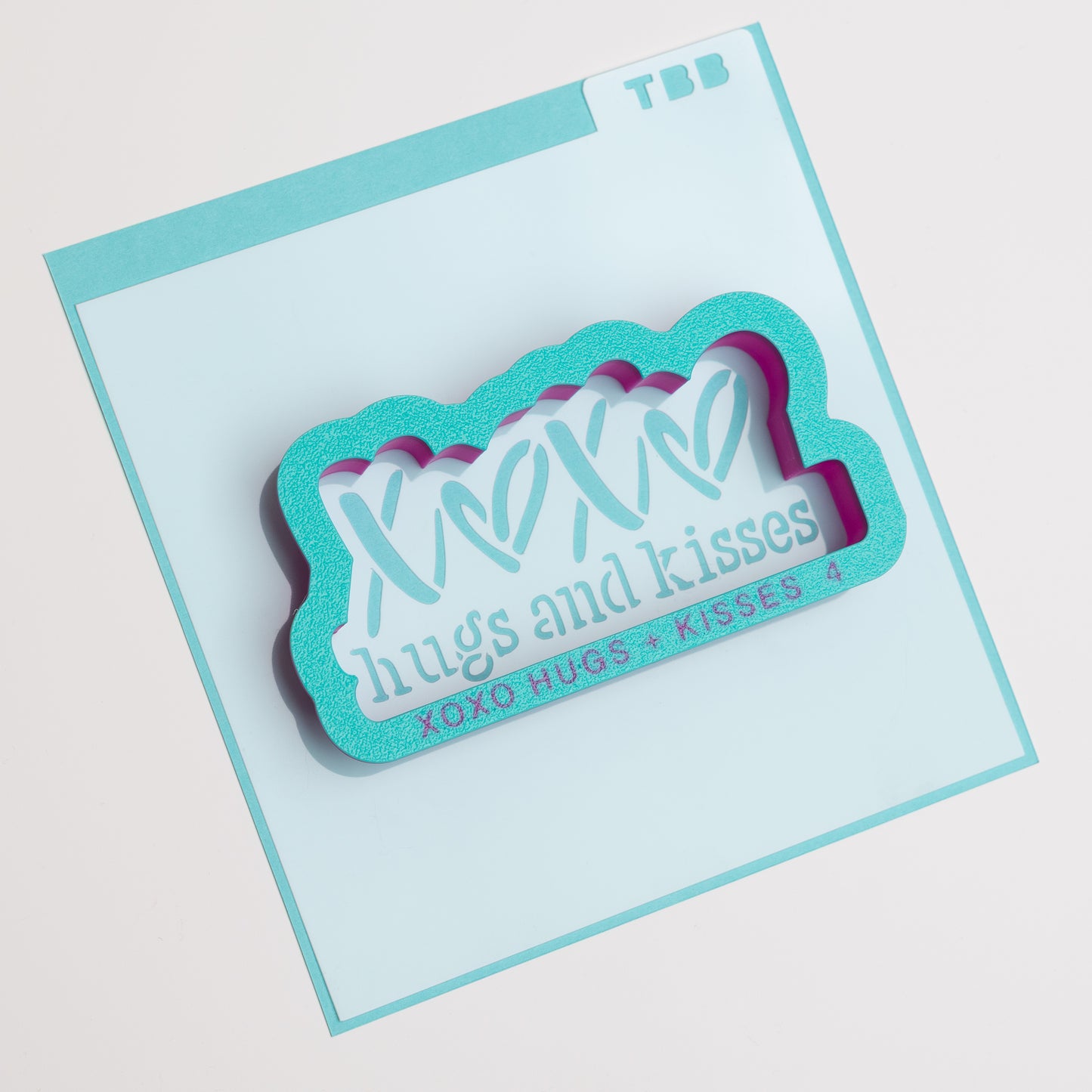 'XOXO Hugs and Kisses' Text Cookie Cutter (optional Stencil) (recommend sizing up)