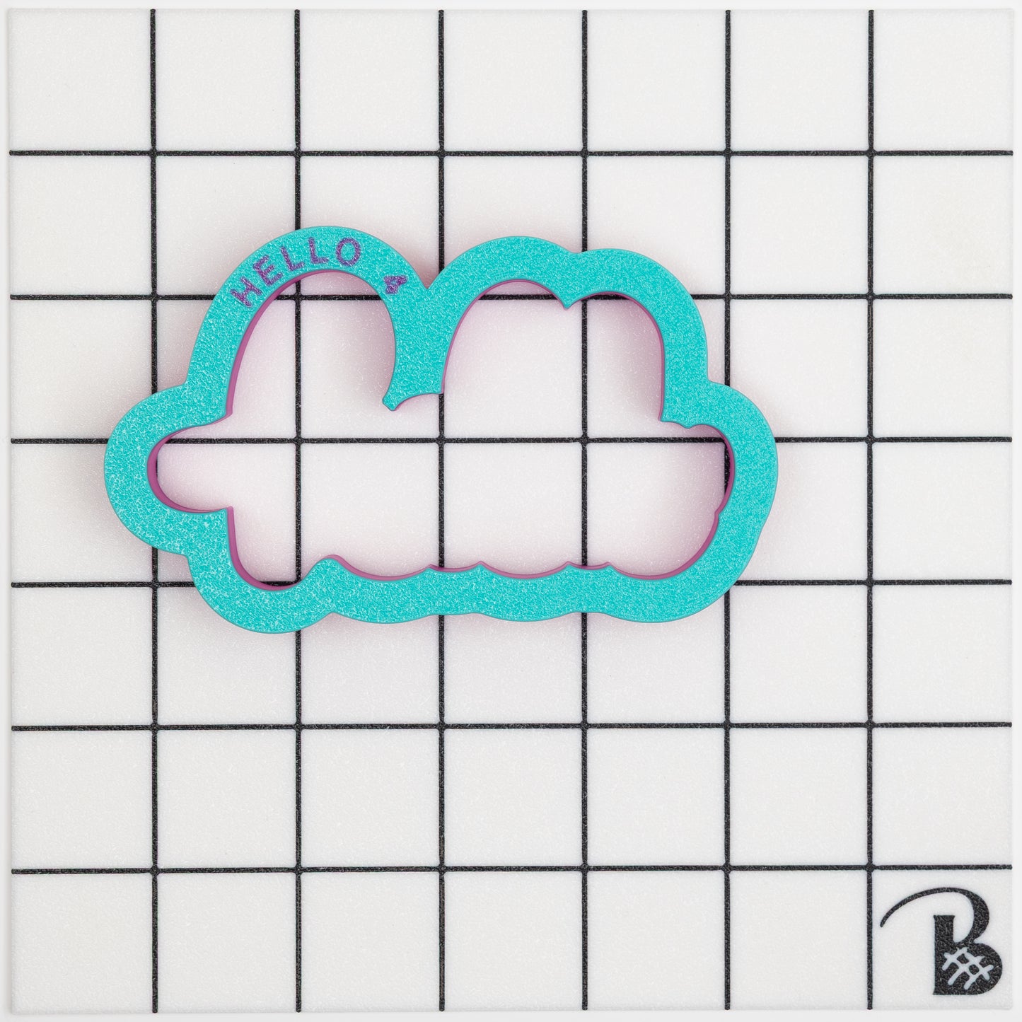 Hello Script Plaque Cookie Cutter (optional stencil)