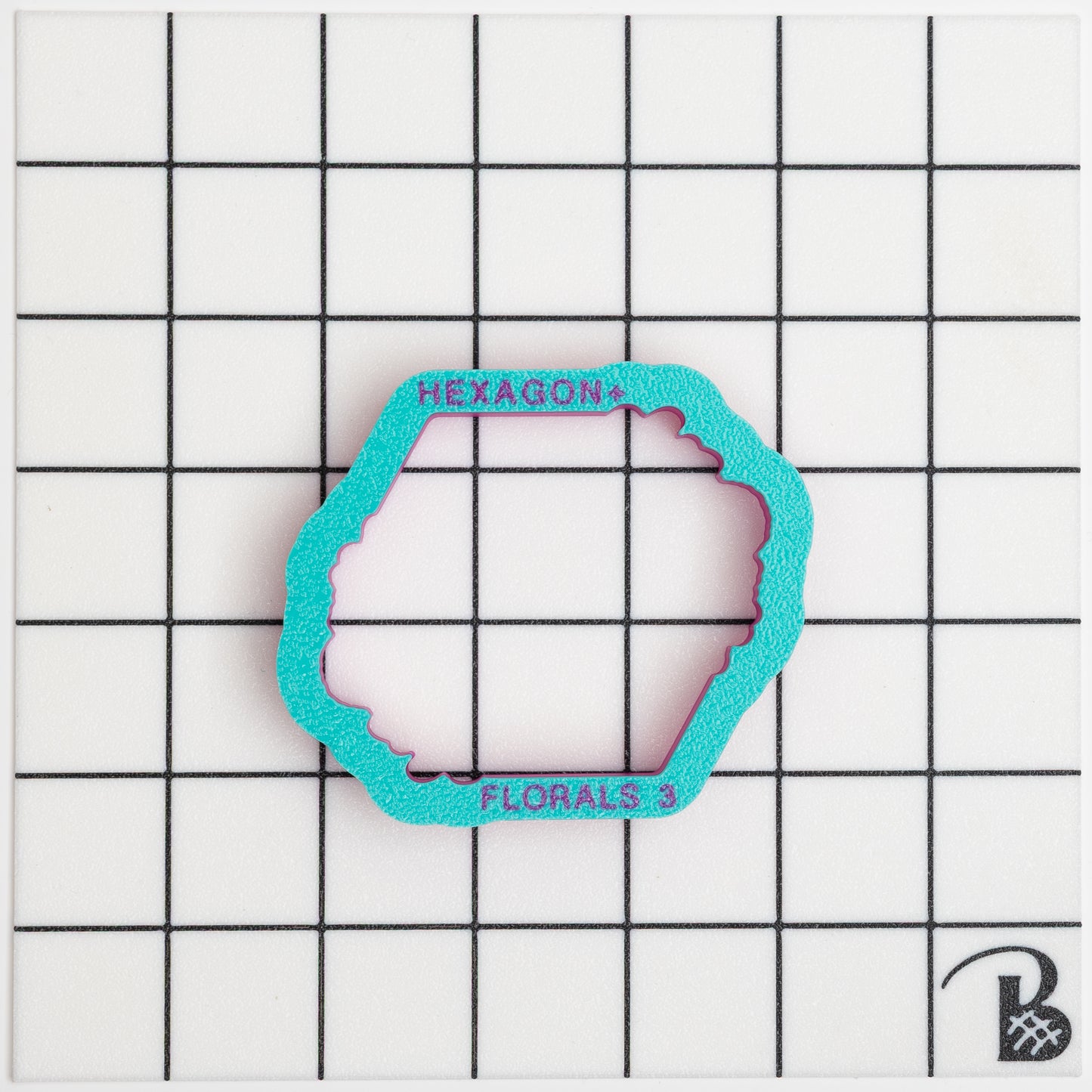 Wide Angular Hexagon Plaque with Florals Cookie Cutter