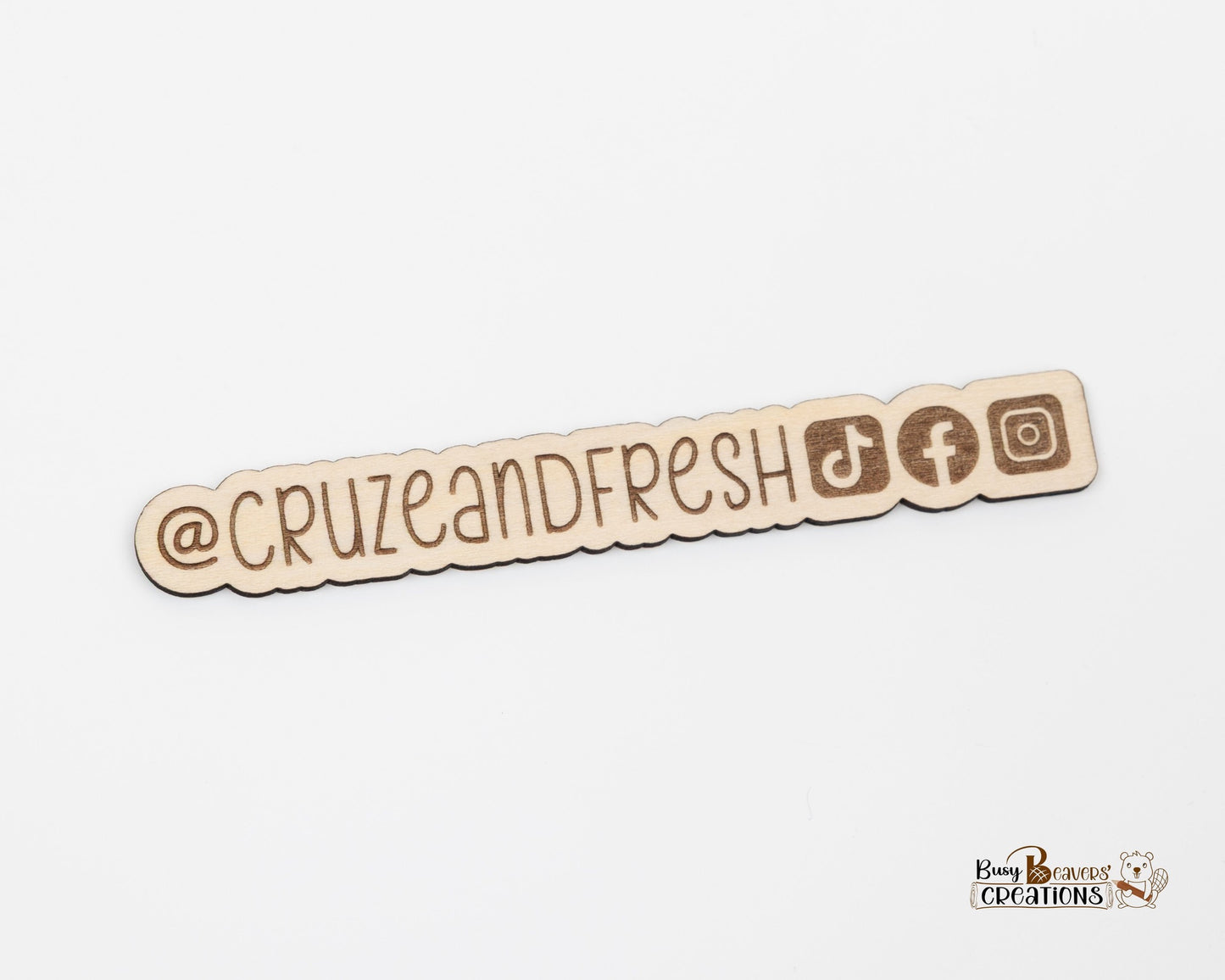 Custom Laser Engraved Wooden Business Name Plaque for social media. photo/video prop.