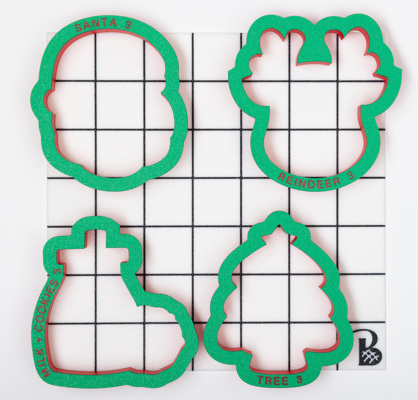 Holiday Chunky set of 4 cutters (Santa Face, Reindeer Face, Milk and cookies, Tree with star)