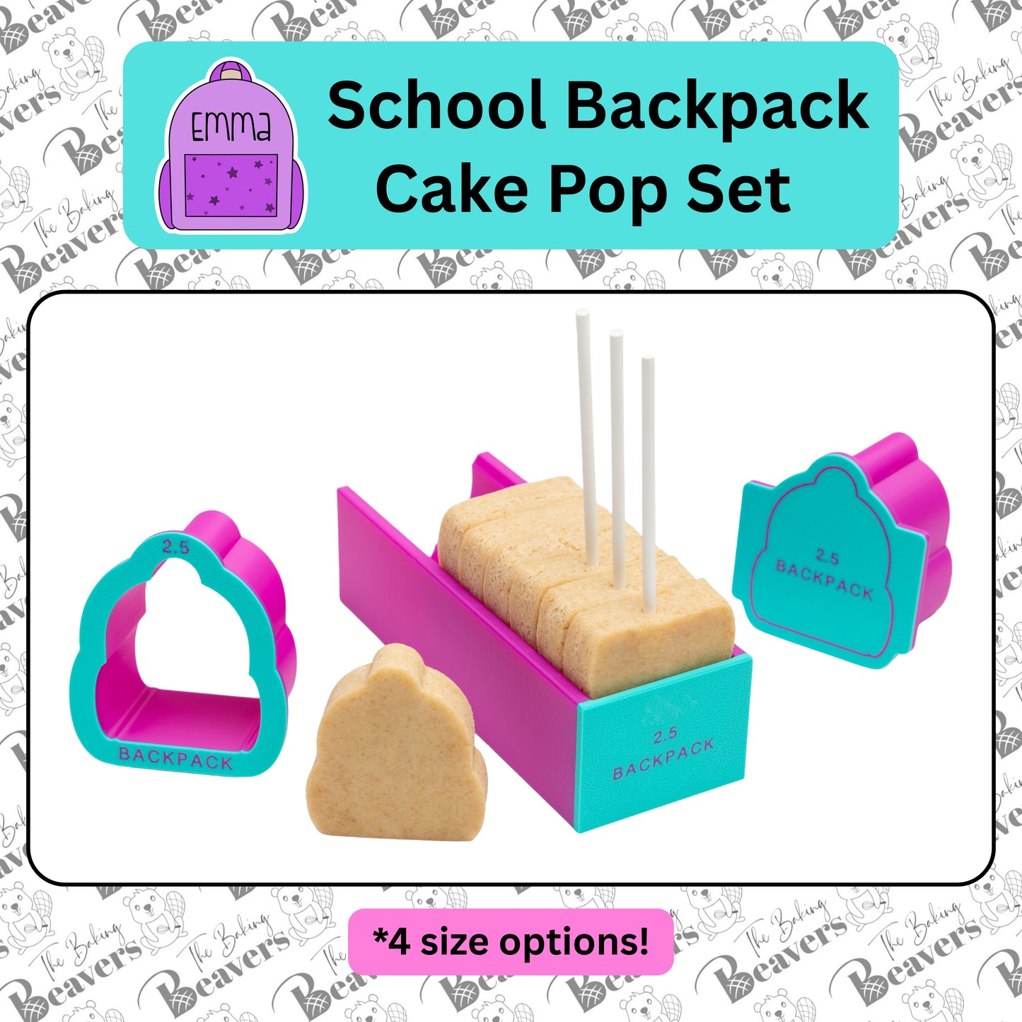 School Backpack Cake Pop Set (Cutter, Popper and Tray)