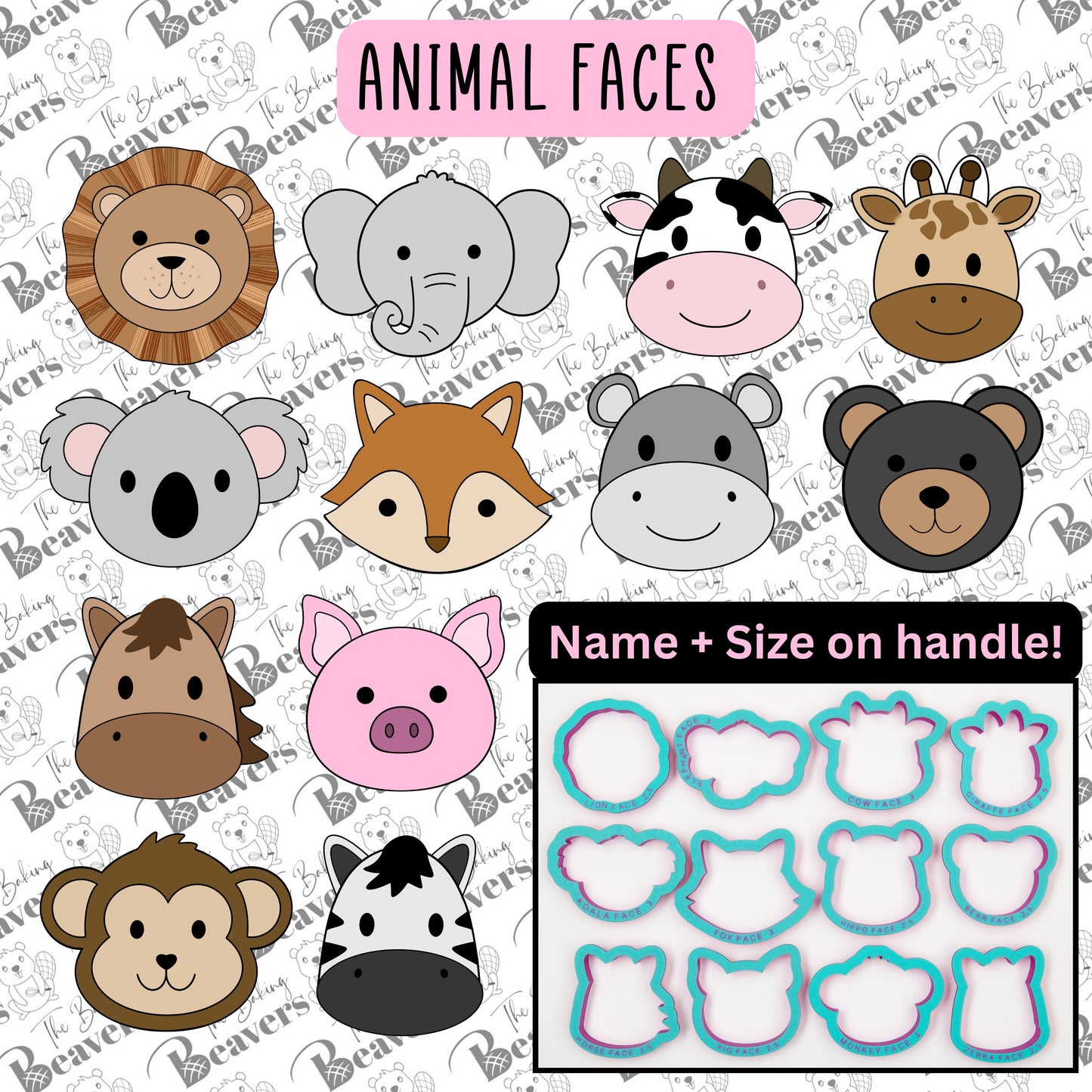 Animal Face Dozen Cookie Cutter Set