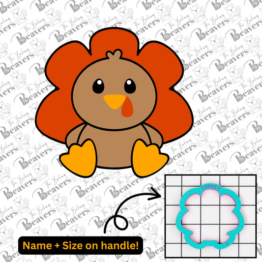 Cute Turkey (chunky- sitting) Cookie Cutter