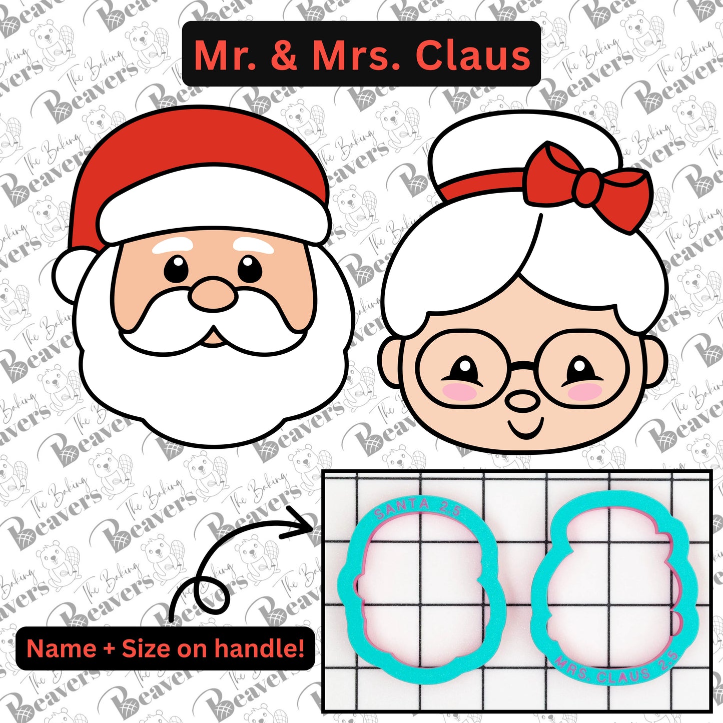 Mr. and Mrs. Claus Cookie Cutters (sold individually or as a set)