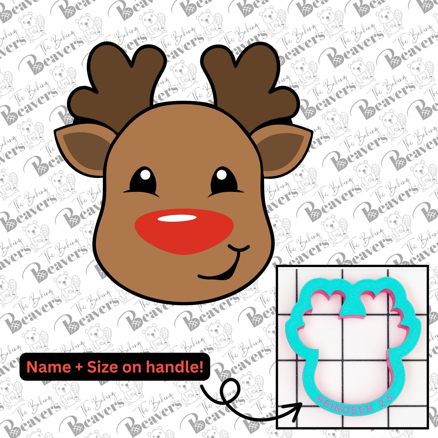 Reindeer Face (chunky version) Cookie Cutter / Rudolph