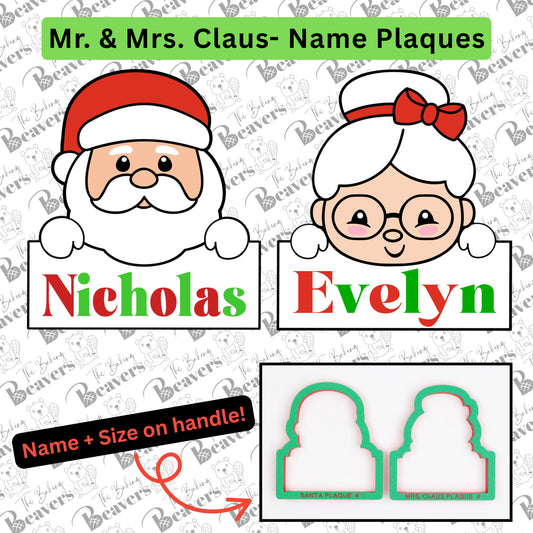 Mr. and Mrs. Claus Name Plaque (Set of 2) Cookie Cutter