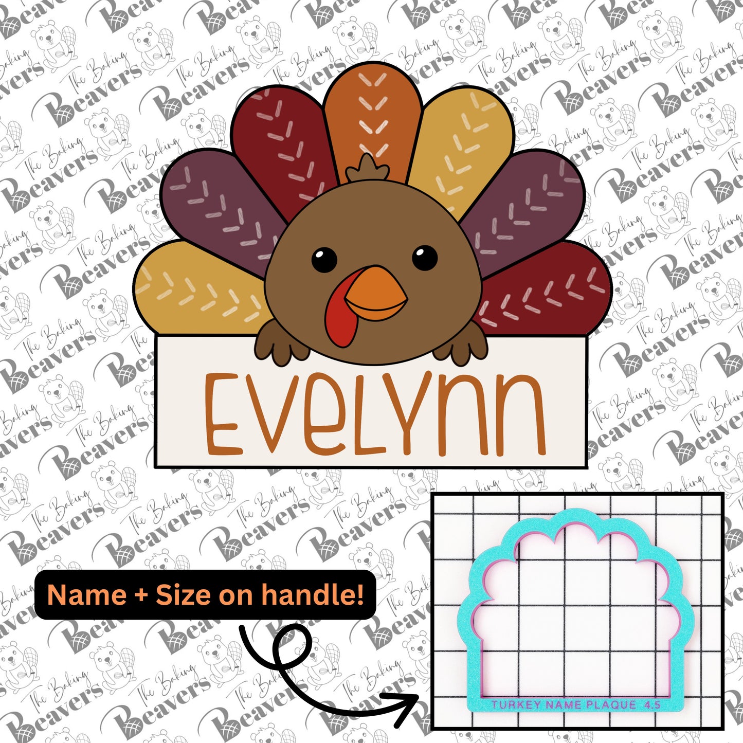 Turkey Name Plaque Cookie Cutter | Turkey place setting