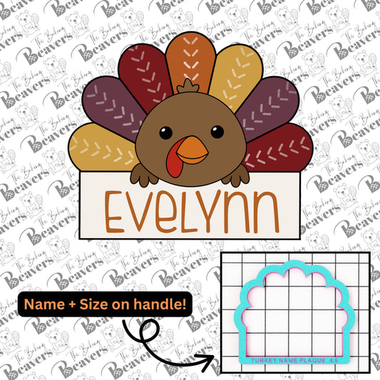Turkey Name Plaque Cookie Cutter | Turkey place setting