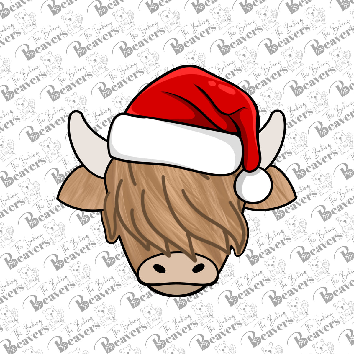 Highland Cow with Santa Hat Cookie Cutter