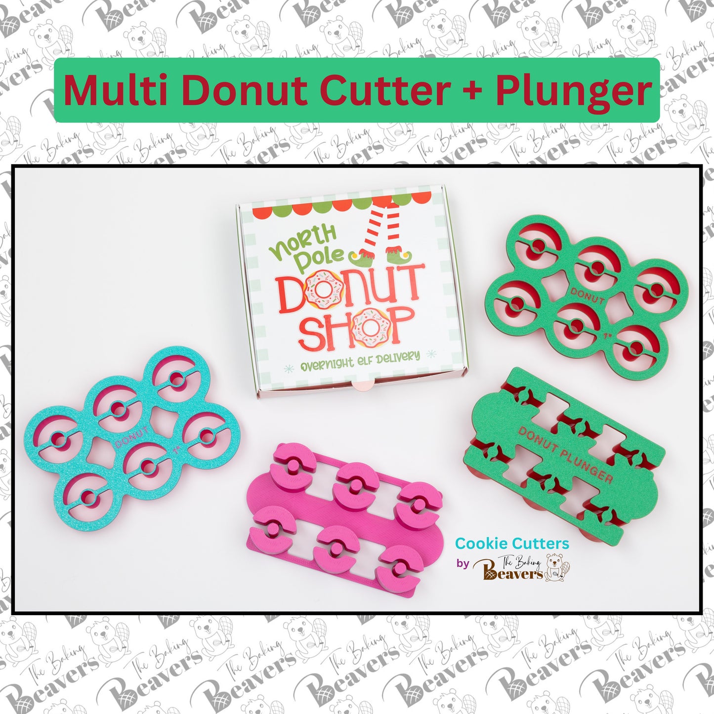 DONUT Multi Cookie Cutter with Center Cut Out (Cuts multiple cookies at Once) (Optional Plunger)