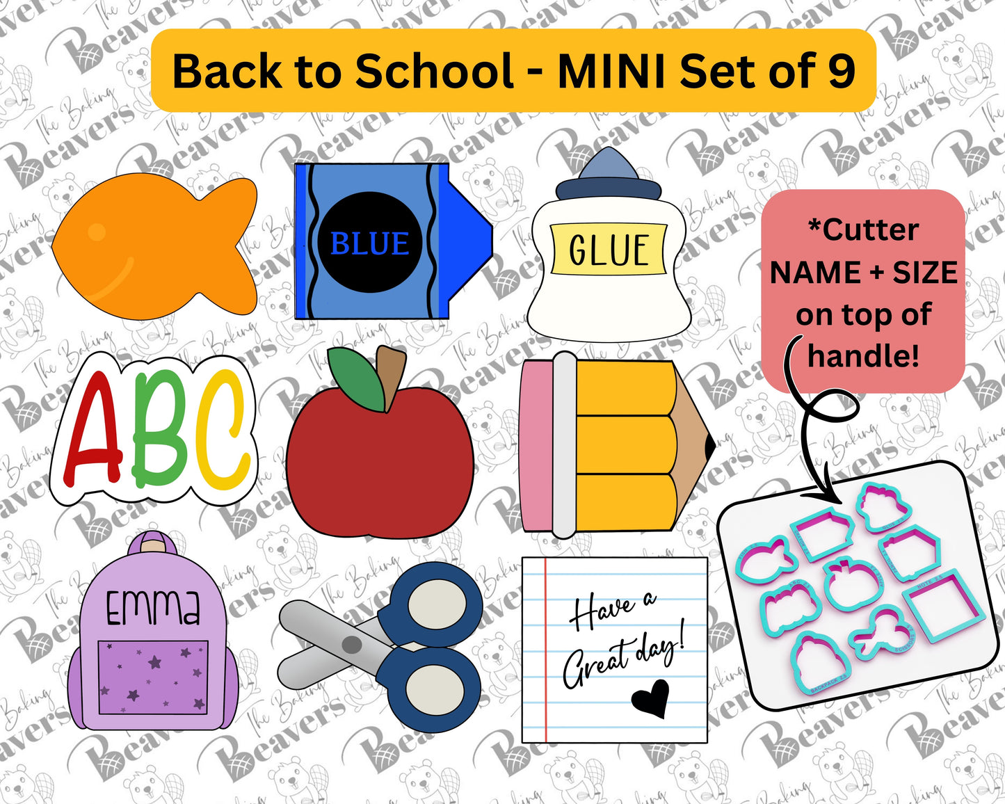 Back to School Cookie Cutter Set of 9 Minis