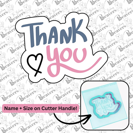 Thank You Text Cookie Cutter (optional Stencil)