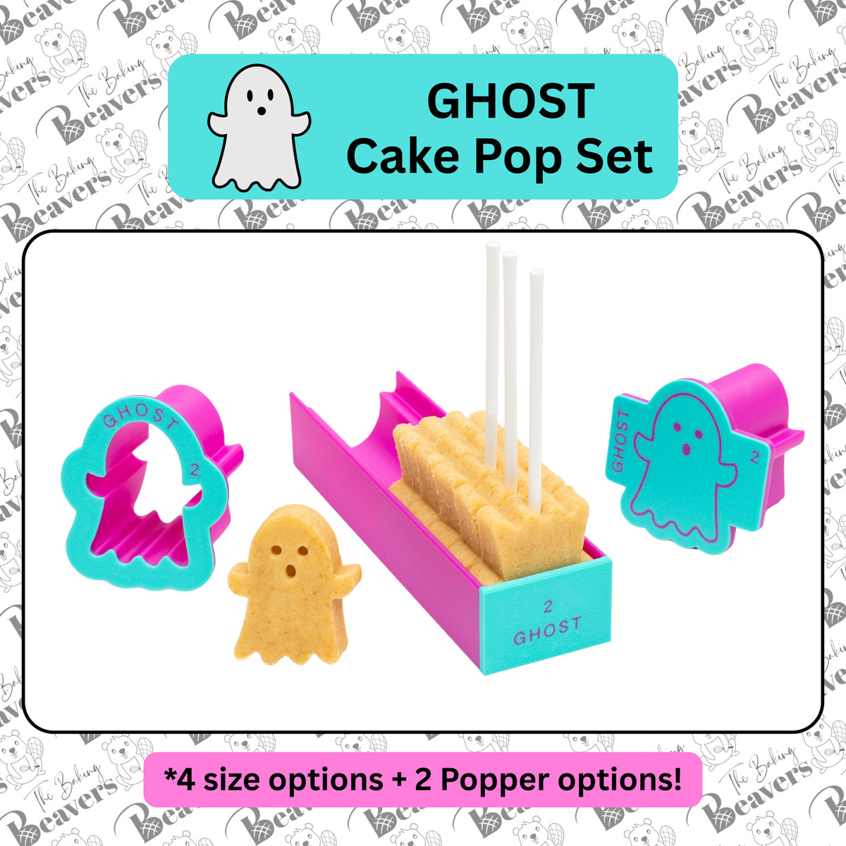 Halloween GHOST Cake Pop Mold Set (Cutter, Popper and Tray + Detailed Popper option)