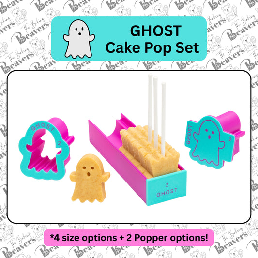 Halloween GHOST Cake Pop Mold Set (Cutter, Popper and Tray + Detailed Popper option)