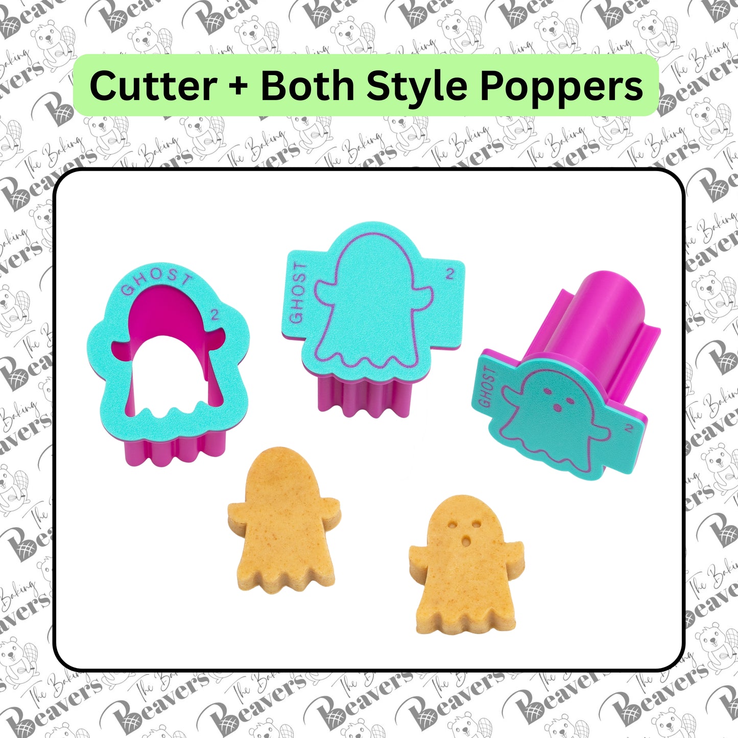 Halloween GHOST Cake Pop Mold Set (Cutter, Popper and Tray + Detailed Popper option)