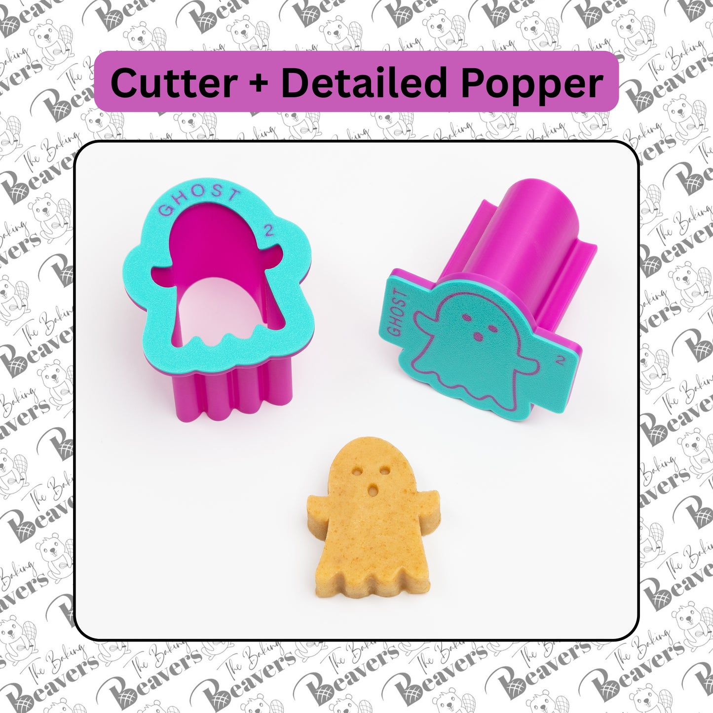 Halloween GHOST Cake Pop Mold Set (Cutter, Popper and Tray + Detailed Popper option)