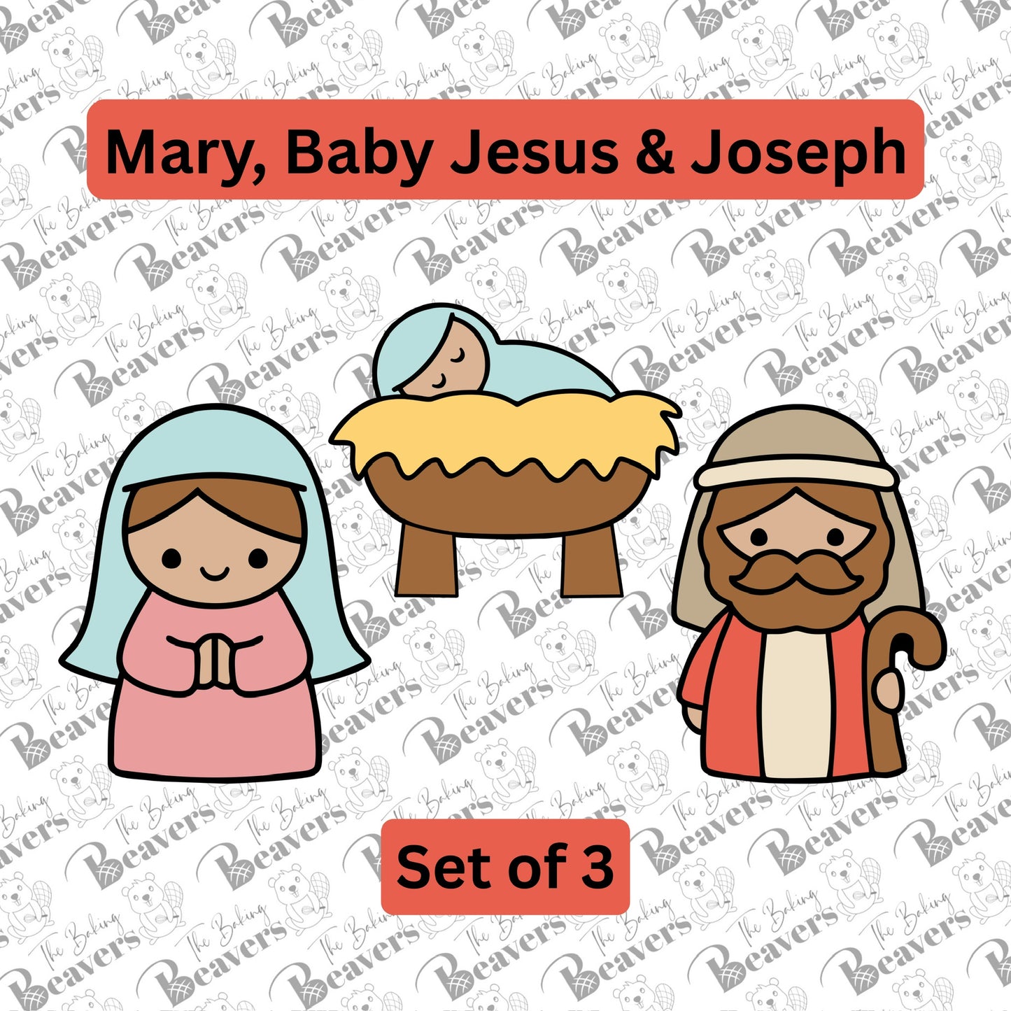 Mary, Baby Jesus and Joseph Cookie Cutter Set