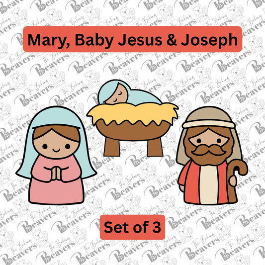 Mary, Baby Jesus and Joseph Cookie Cutter Set