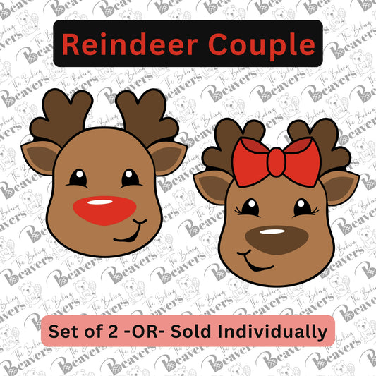 Chunky Reindeer Couple Cookie Cutters (sold individually or as a set)