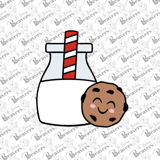Chunky Cookies and Milk with Straw Cookie Cutter