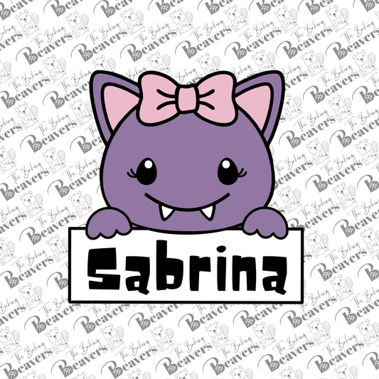 Girl Bat Personalized Name Plaque Cookie Cutter