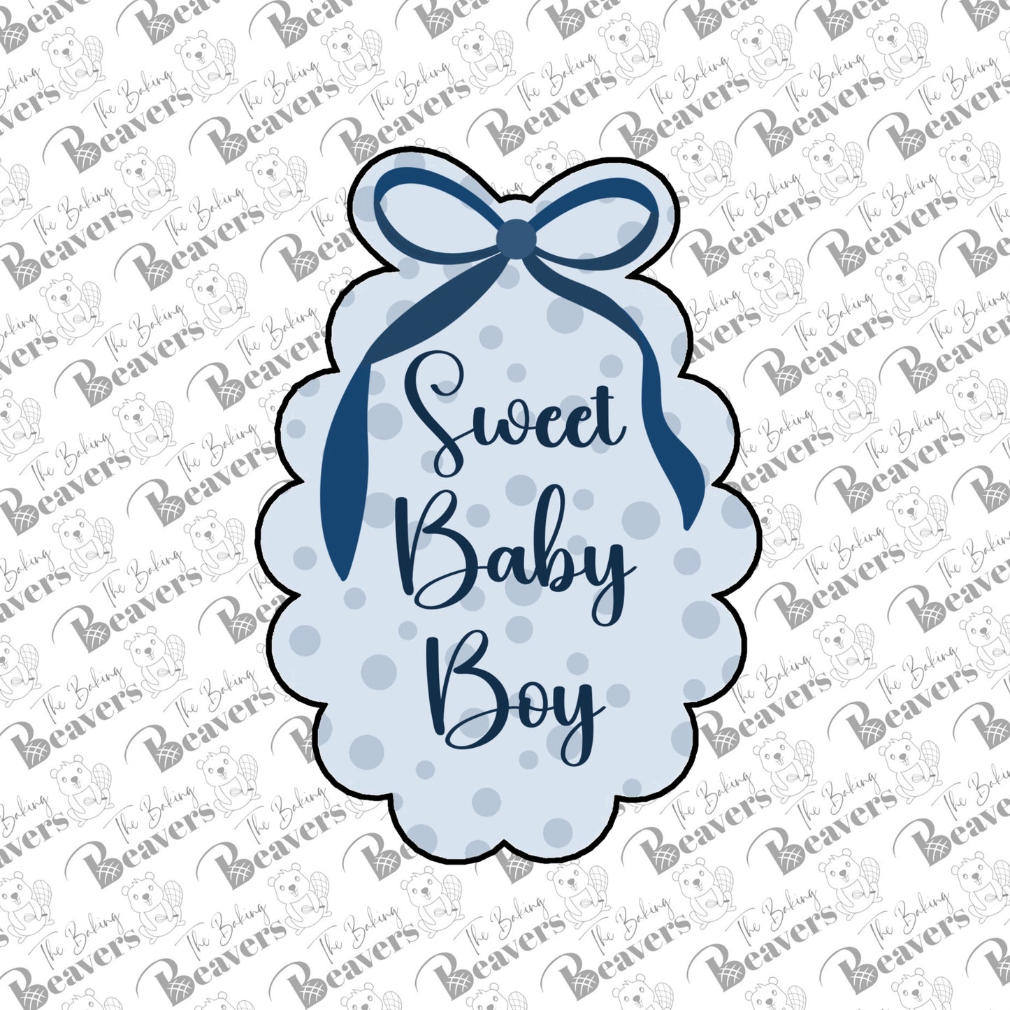 Wavy Oval Plaque with Bow Cookie Cutter | Scalloped Oval