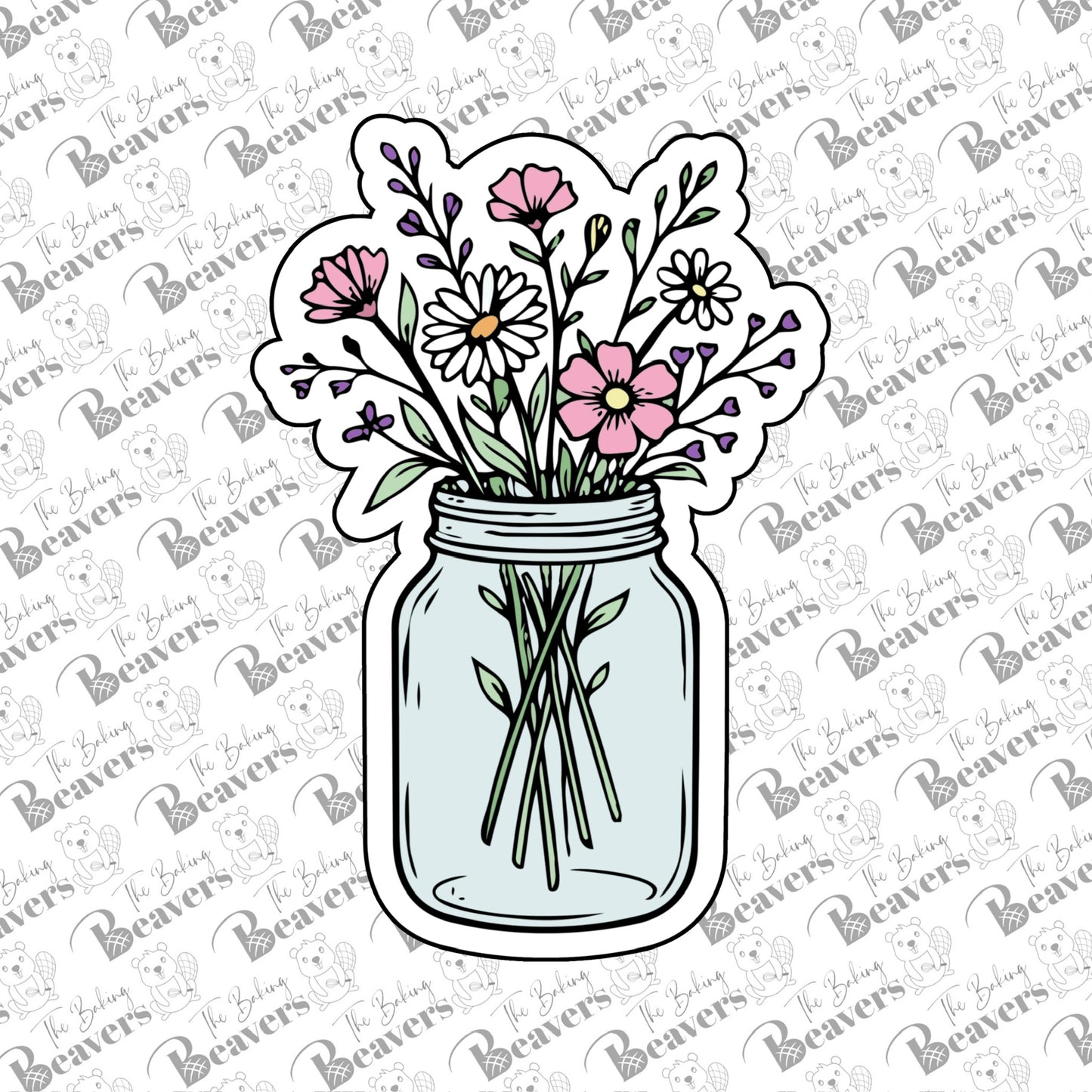 Floral Mason Jar Cookie Cutter
