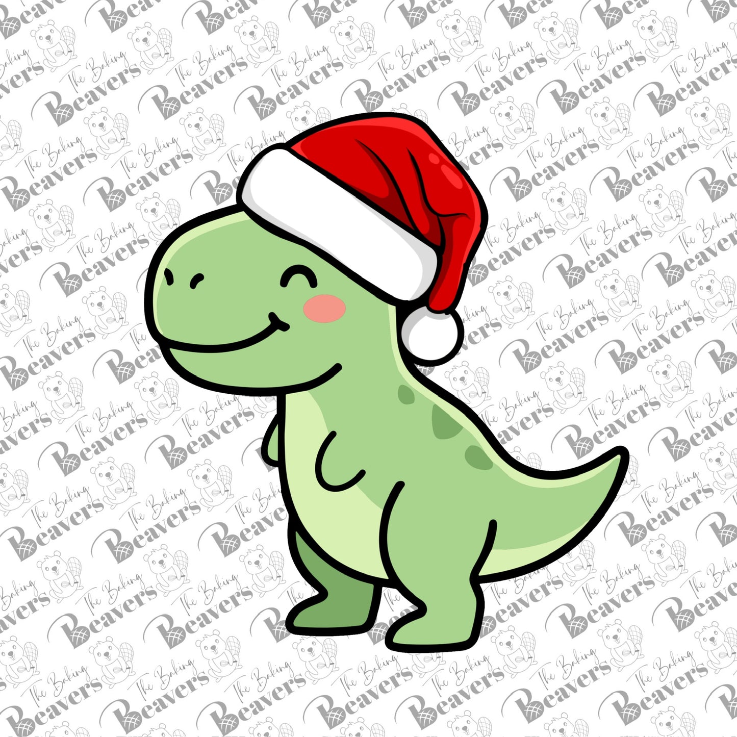 T Rex with Santa Hat Cookie Cutter