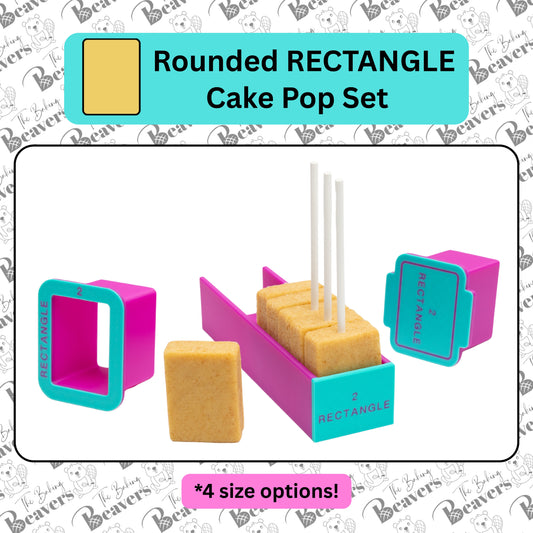 Rounded Corner RECTANGLE Cake Pop Mold Set (Cutter, Popper and Tray)