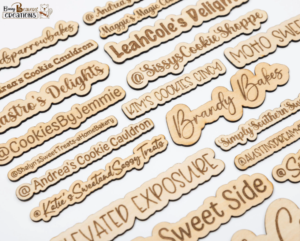 Custom Laser Engraved Wooden Business Name Plaque for social media. photo/video prop.