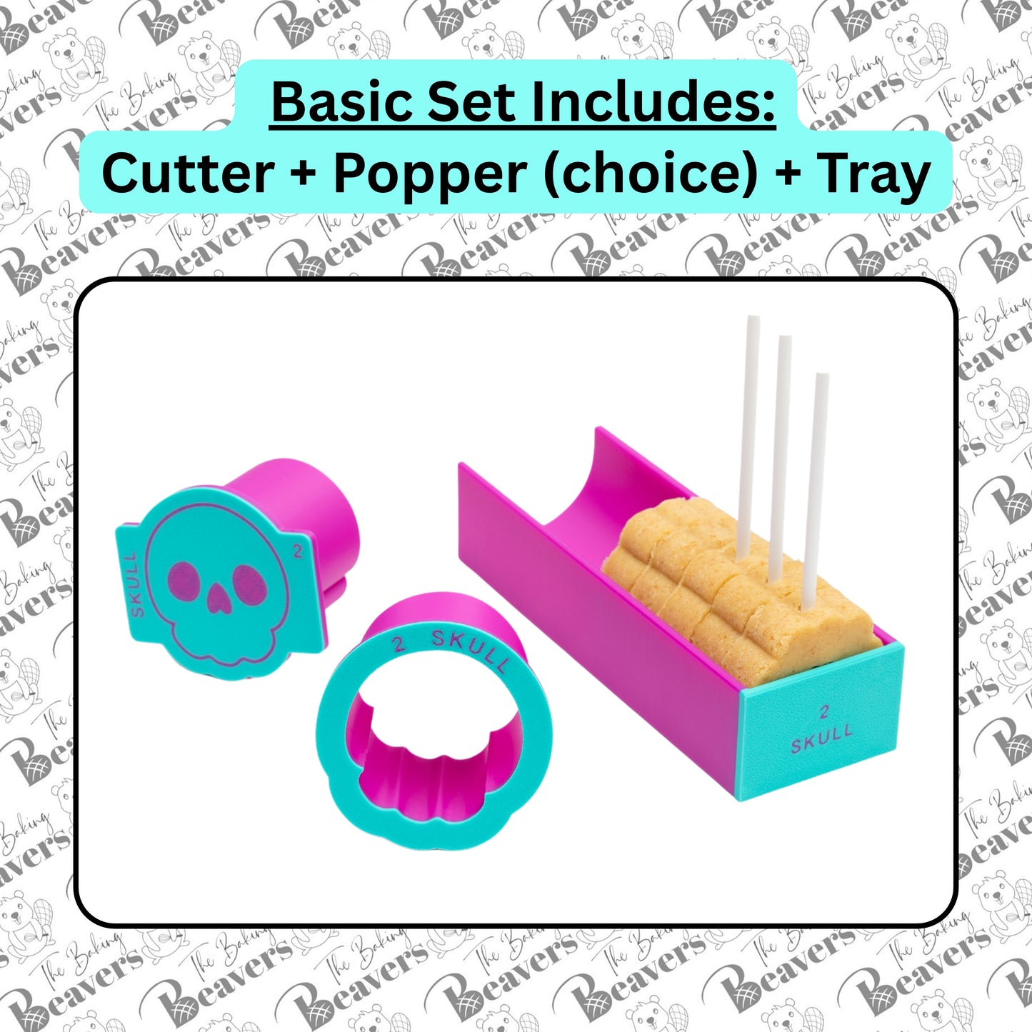 Skull Cake Pop Mold Set (Cutter, Popper and Tray + Detailed Popper option)