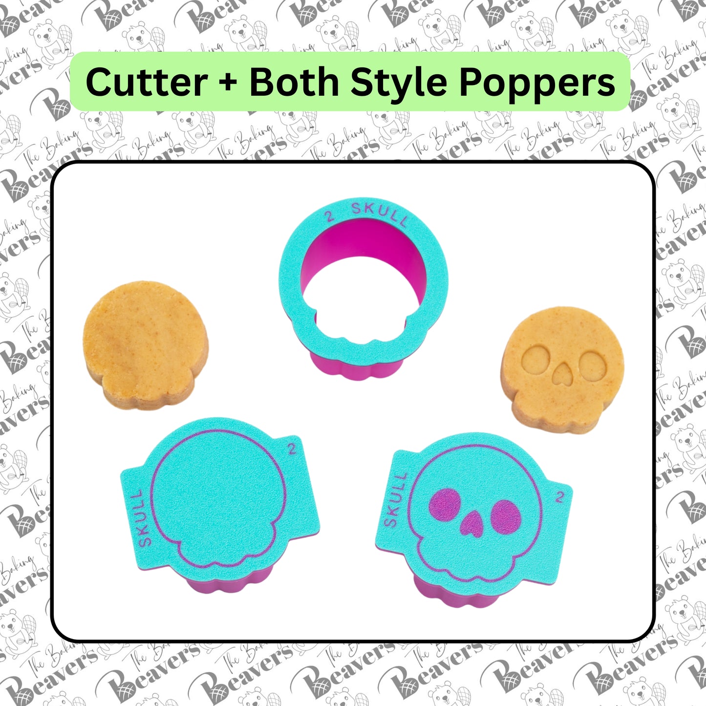 Skull Cake Pop Mold Set (Cutter, Popper and Tray + Detailed Popper option)