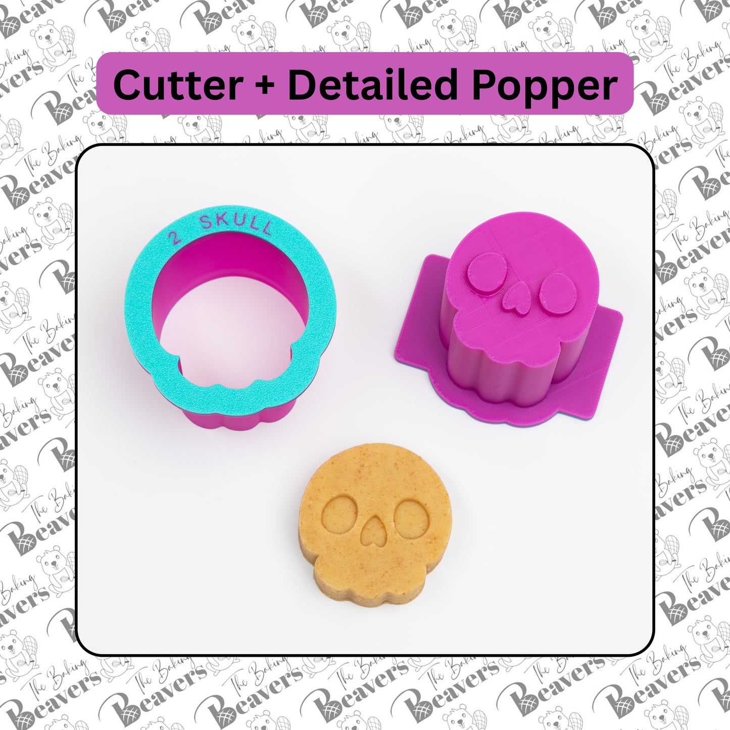 Skull Cake Pop Mold Set (Cutter, Popper and Tray + Detailed Popper option)
