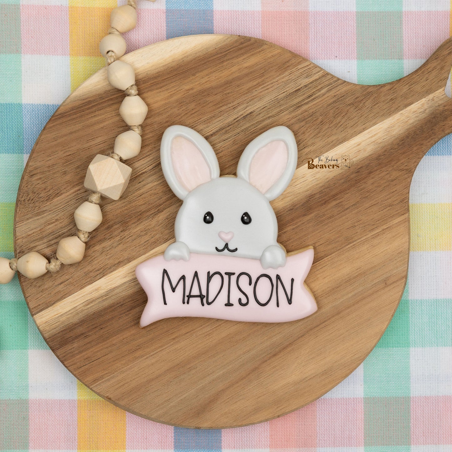 Easter Bunny with Personalized Banner Cookie Cutter
