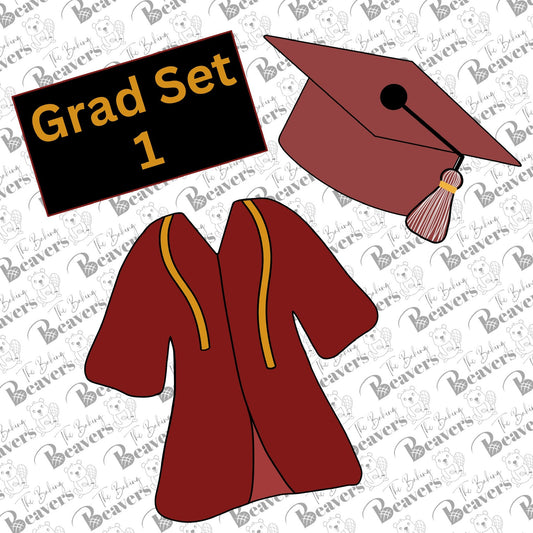 Graduation Cap & Gown Cookie Cutter Set #1 (arms separated)