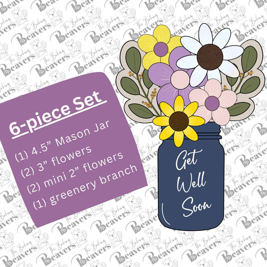 Mason Jar Flower Arrangement Cookie Cutter Set