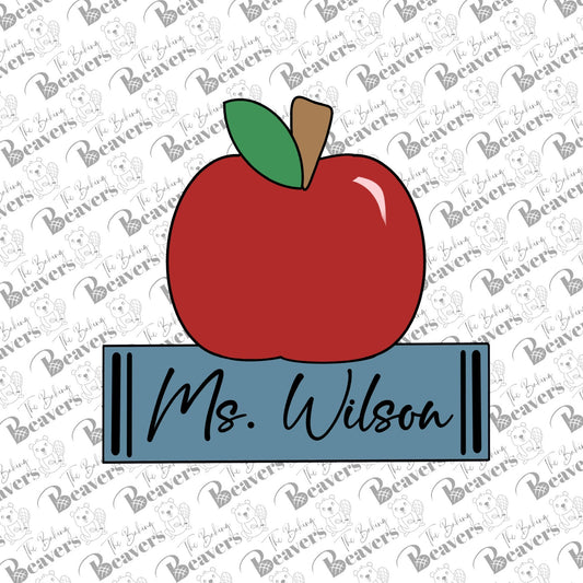 Apple & Ruler/Book Personalization Plaque Cookie Cutter