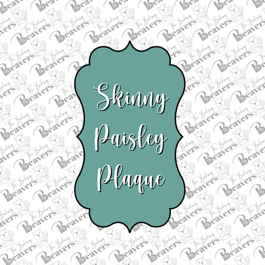 Skinny Paisley Plaque Cookie Cutter (recommend sizing up)