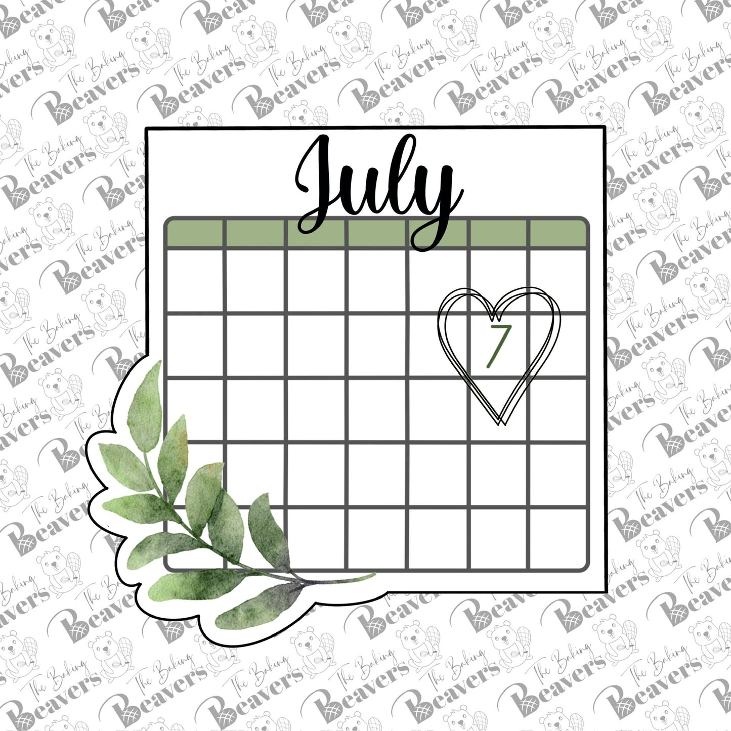 Save The Date Plaque (version #2- greenery) Cookie Cutter (optional Grid Stencil)