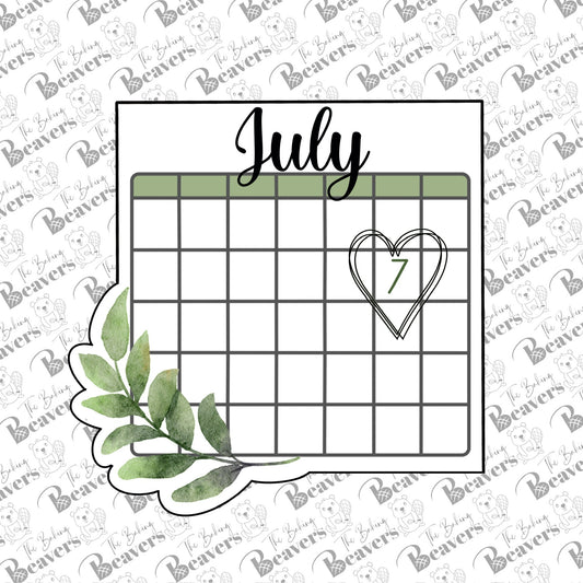 Save The Date Plaque (version #2- greenery) Cookie Cutter (optional Grid Stencil)