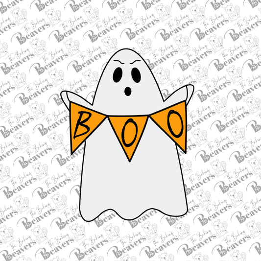 Ghost with 'boo' Banner Cookie Cutter